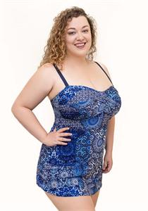 Moroccan Print Twisted Front Swimdress with Wirefree Soft Bra D-E